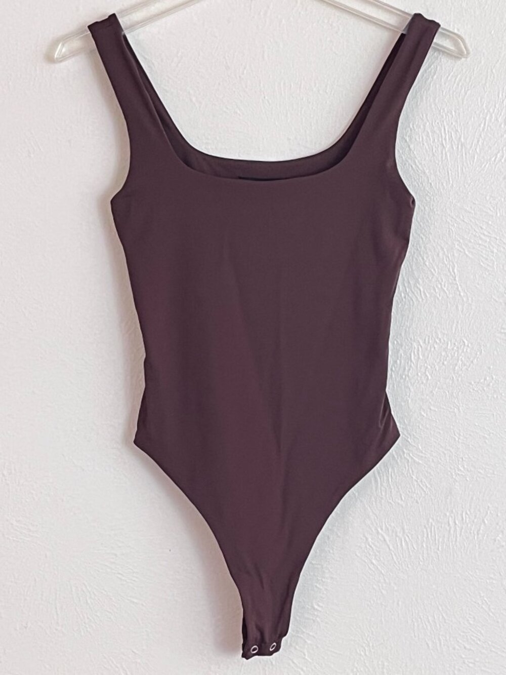 Forever 21 Dark Brown Sleeveless Bodysuit Size S Nylon Snaps Layering Minimalist